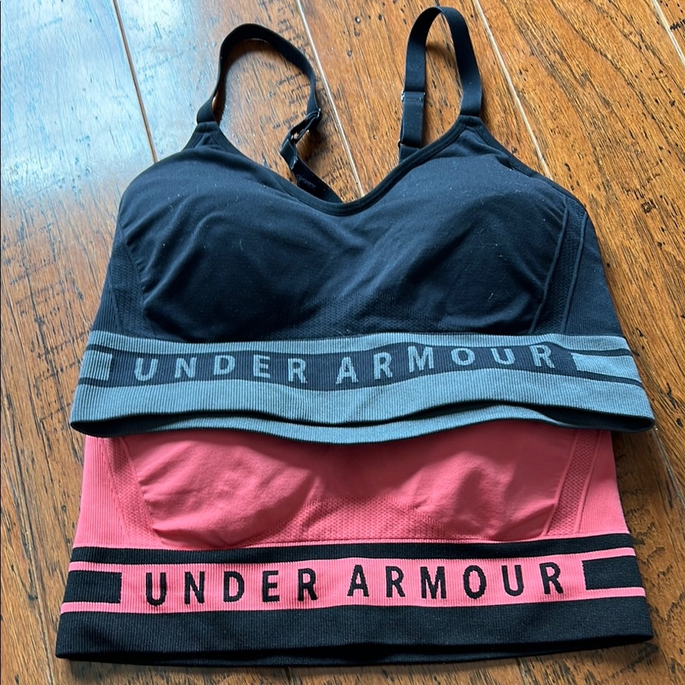 Under Armour Black and Pink Sports Bras Moisture-Wicking Comfort